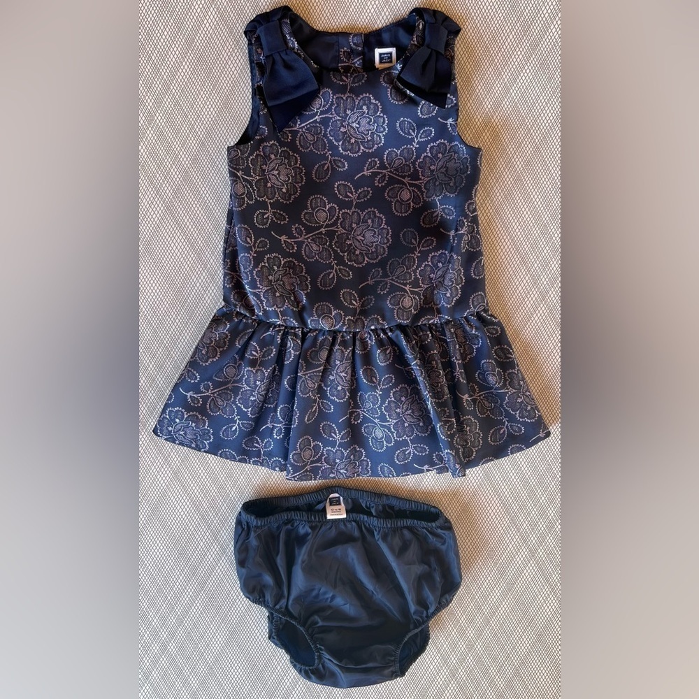 Janie and Jack - Shimmer floral jacquard bow accents 2pc dress (Size 12-18m) - Picture 5 of 5